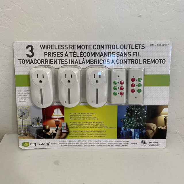 Tomas de control remoto inalámbricas CAPSTONE - 2 controles remotos/3 tomas - Nuevo en paquete/sellado