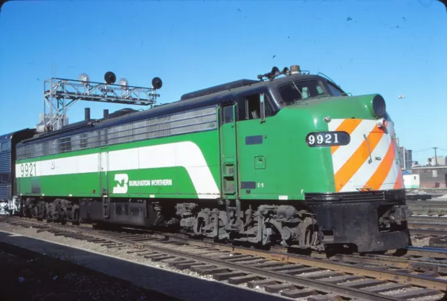 Original Kodak Railroad Slide Metra BN Burlington Northern E9 #9921 Commuter
