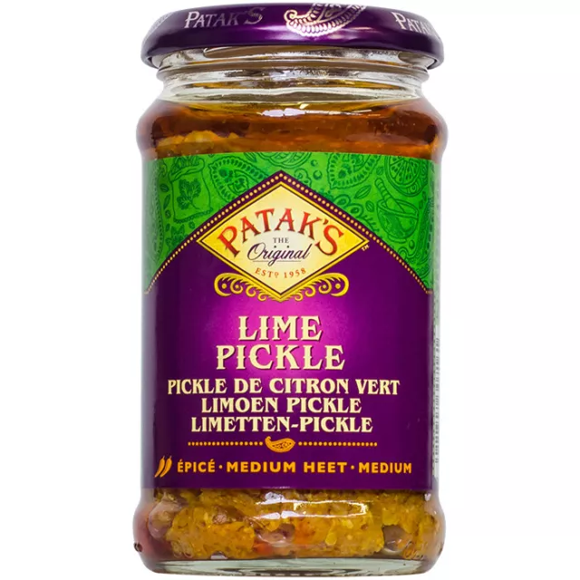 Patak's Lime Pickle Medium 283g intarsiato piccante Pataks lime in scatola