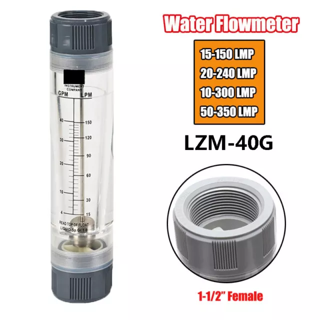 15-350LPM Water Flow Meter Flowmeter Rotameter Panel Mount Type LZM-40G AU