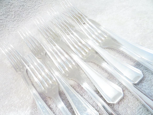 Mid 20th c French silver-plated 9 dessert forks Christofle Boreal 18,2cm