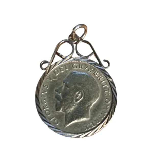 Vintage Gold On Silver GEORGE V SIXPENCE from 1918 Pendant