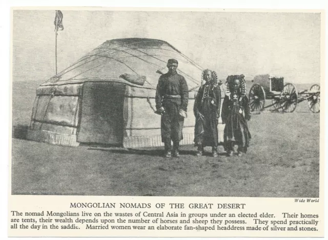 Central Asia Mongolian Nomads Desert Tent C 1930 Photo Illustration Clipping