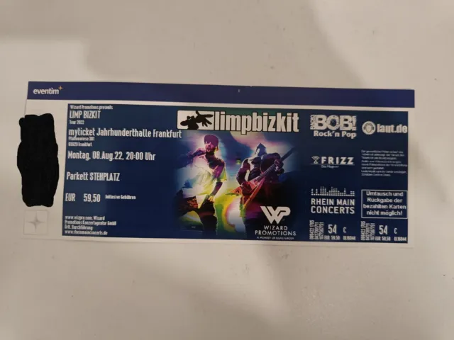 05. April 2023 Limp Bizkit Ticket Stehplatz Frankfurt Jahrhunderthalle