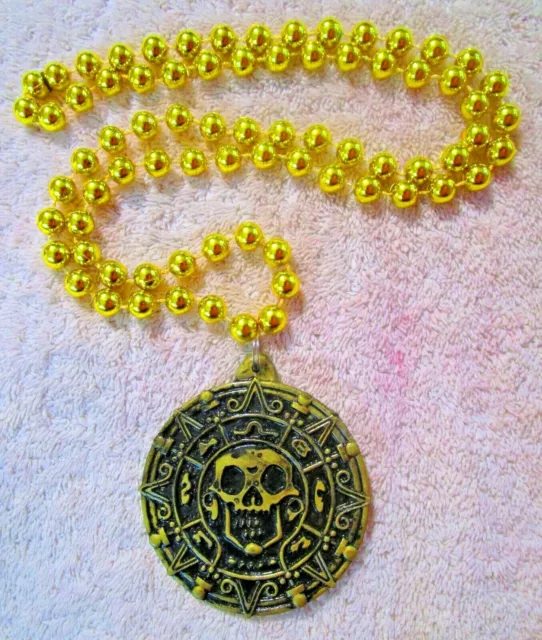 Pirate Beads Necklace Mardi Gras Booty Treasure Beard Black Beads Gasparilla