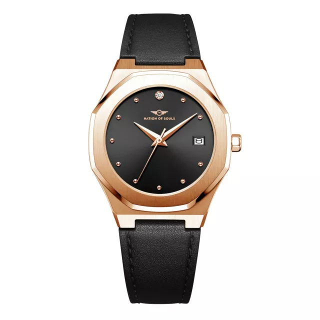 Ladies Rose Gold and Black Designer Watch By Nation of Souls RRP £149