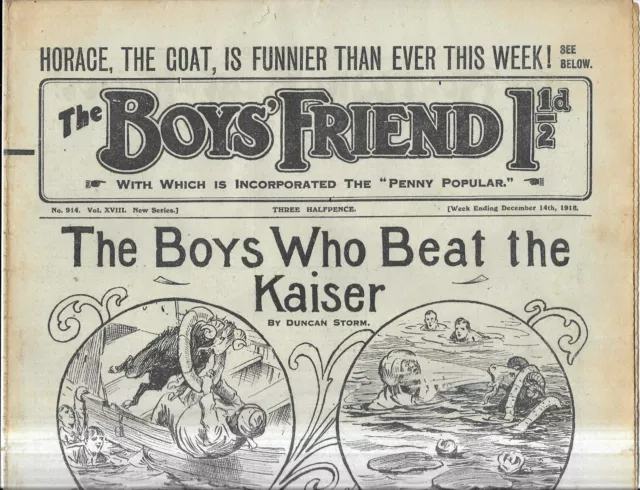 vintage Boys' Friend comic Vol 18 No 914 Dec 14th 1918