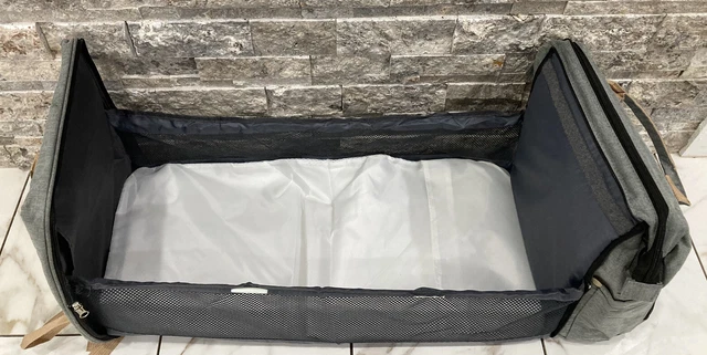 3 in 1 GRAY Diaper Bag Backpack, Baby Portable Crib, Bassinet Bed Changing Mat N 4