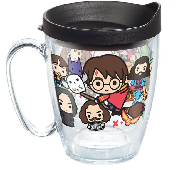 Tervis Harry Potter Group Charms Tumbler with Wrap and Black Lid 16oz Mug Clear
