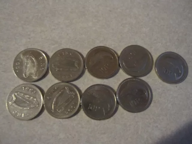 9 Ireland 10 Pence Coins, 1993-94-96-97