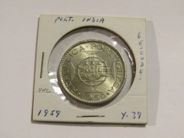 India Portuguese 1959 6 Escudos unc Coin