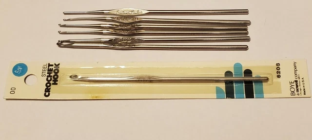 Boye Bates Vtg Steel Crochet Hook Lot of 7