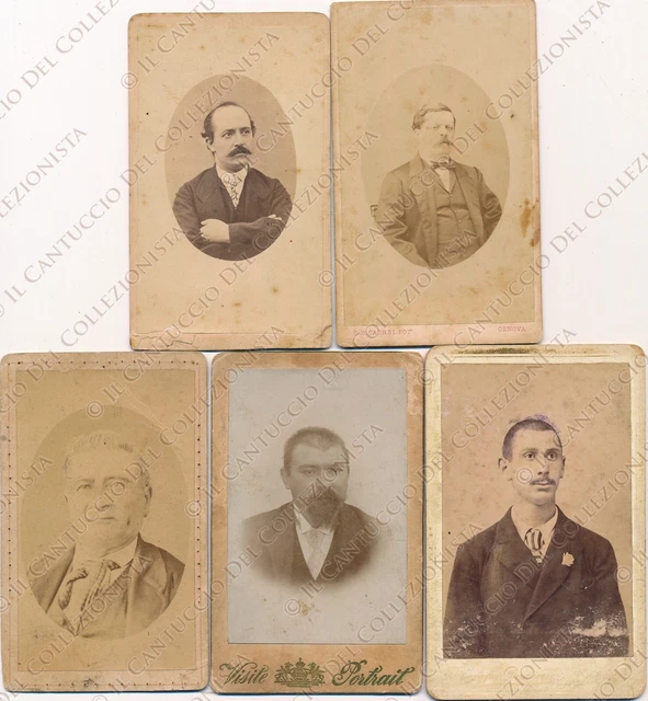 1880c Ritratti Gentiluomini Carte de visite CDV LOTTO 5 Fotografie