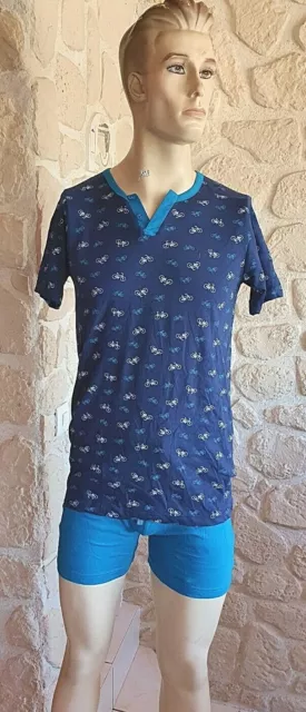 Pyjama court bleu en coton neuf taille S marque Arabesco étiqueté à 39€ (mer)