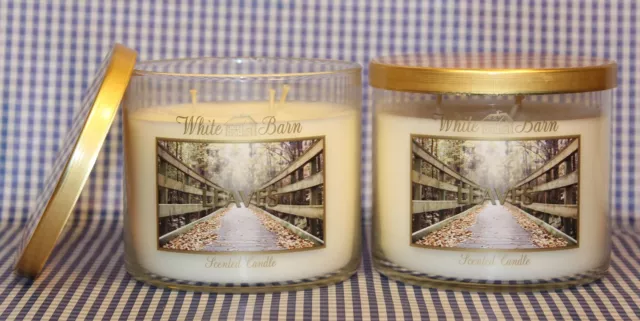 2 Bath & Body Works White Barn LEAVES 3-Wick 14.5 oz Candle