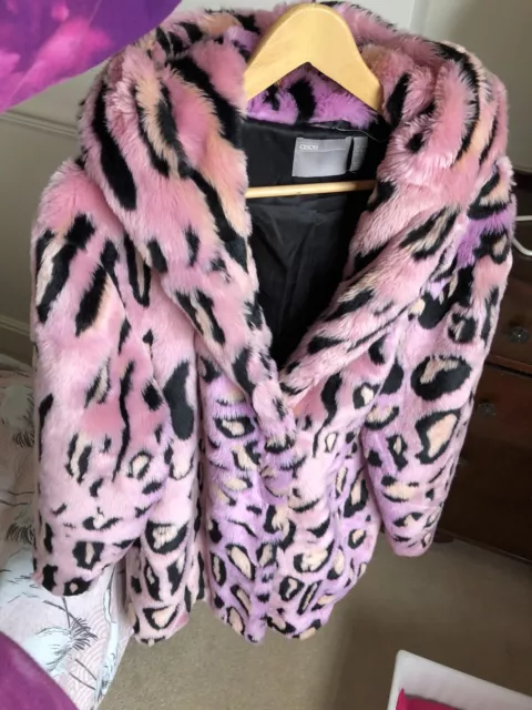 Asos pink on sale leopard coat