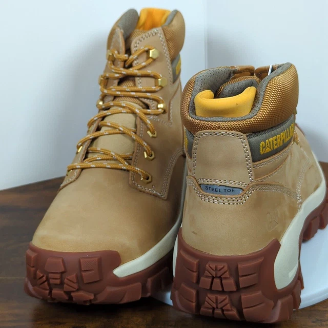 CATERPILLAR INVADER HI Steel Toe Work Boots Mens 12 Honey Reset Leather