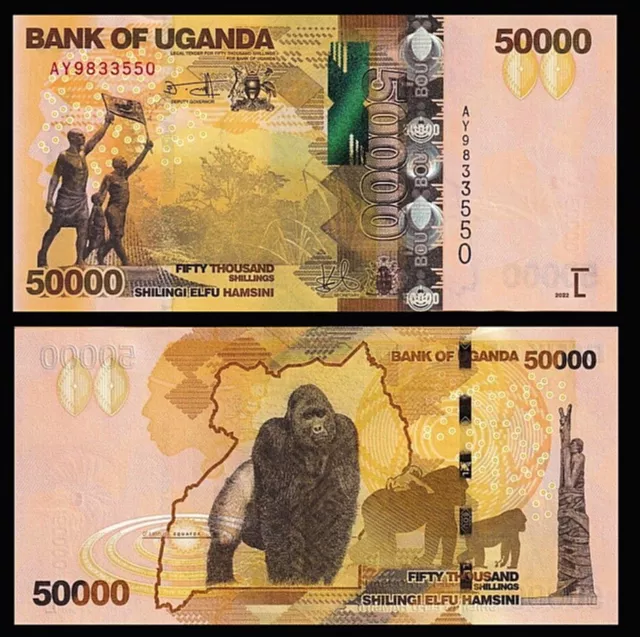 Uganda 50000 Shillings 2021 (2022), UNC, P-54 New Sign, Prefix AY