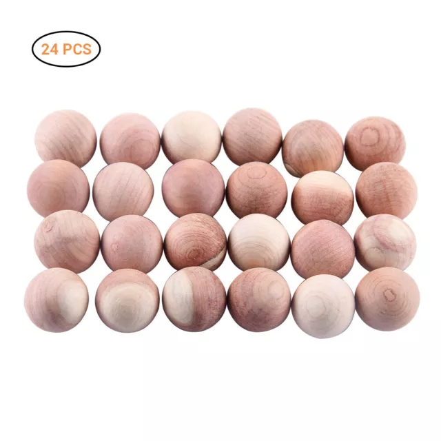 24Pcs Cedar Wood Moth Repellent Balls Clothes Bedding Blankets Storage Closet RE