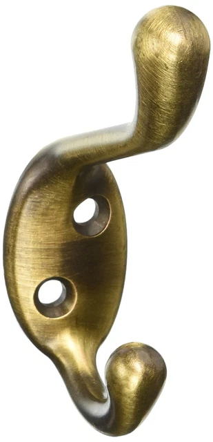 Stanley National Hardware V8005 3-1/2" Basic Coat & Hat Hooks in Antique Brass