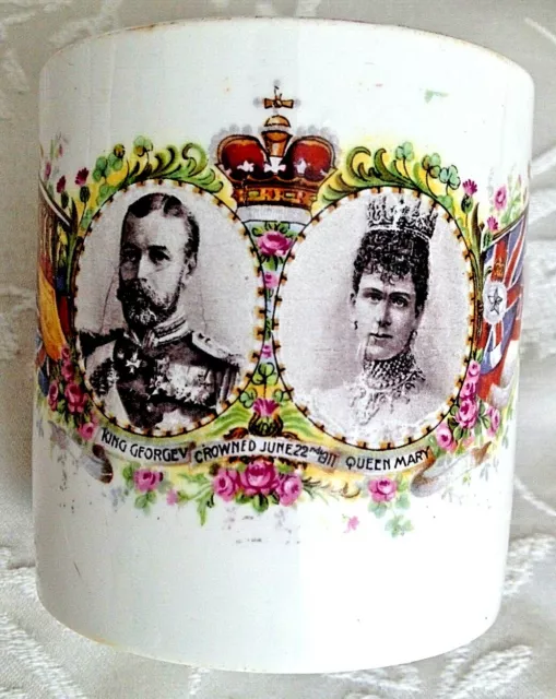Antique King George V & Queen Mary Coronation Mug 1911