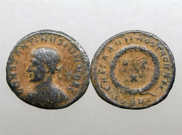 CONSTANTINE II AE FOLLIS______Son of Constantine the Great_____VOT X IN WREATH
