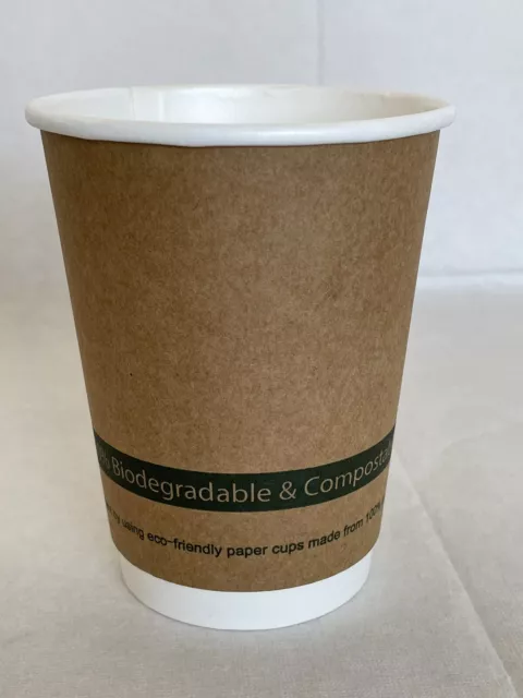 500 Biodegradable Paper Cups  Compostable Disposable 12oz