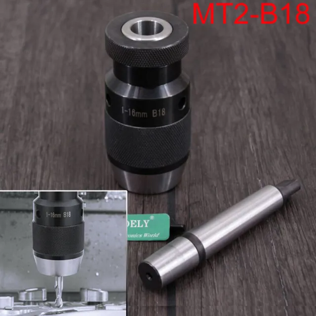 1-16mm Self Tighten Keyless Drill Chuck + MT2 B18 Arbor for Lathe Drill MK2 TT