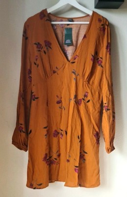 Women's Floral Print Long Sleeve Woven Dress Wild Fable Juniors Size Large NWT