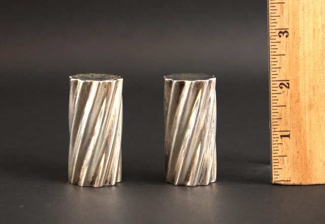 Vintage MCM Greta Garbo Towle Sterling Silver Twisted Salt & Pepper Shakers NR