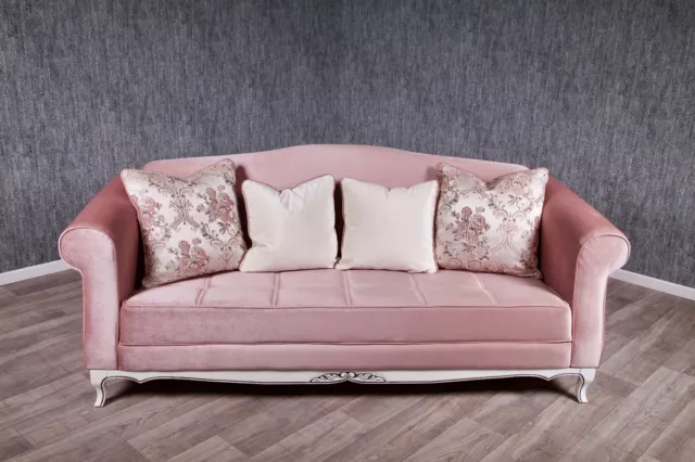 Barocksofa Antik Massiv altrosa rose Couch Stil Art  Deco Vintage Luxus 3 Sitzer