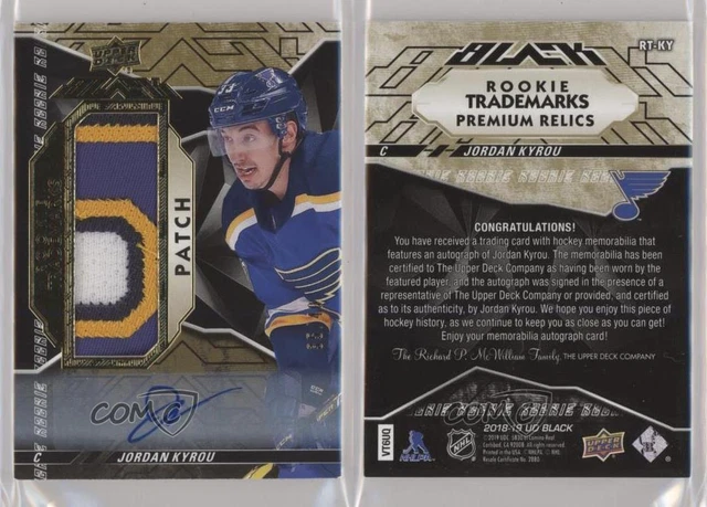 2018-19 SPx UD Black Trademarks Relics /40 Jordan Kyrou RPA Rookie Patch Auto RC