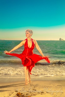 Red Chiffon and Satin Marilyn Monroe Halter Dress by Rubbery Ducky