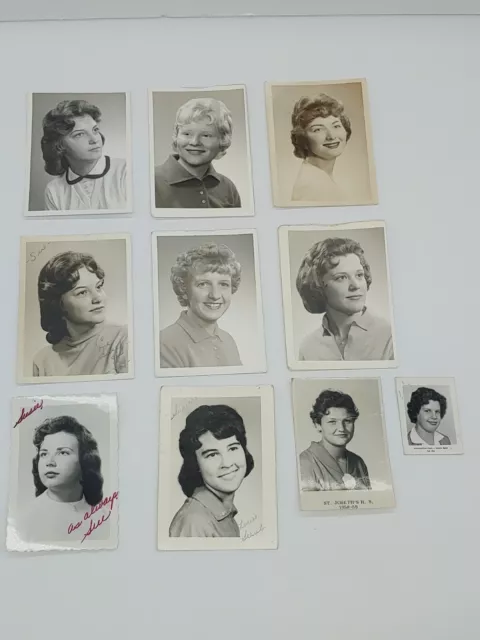 Teen Girl Young Women Lot of 10 School Studio Portrait Snapshot 1960s Fashion