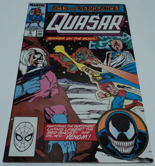 QUASAR #6 (Marvel Comics 1990) VENOM & THE WATCHER appearance (FN/VF) RARE