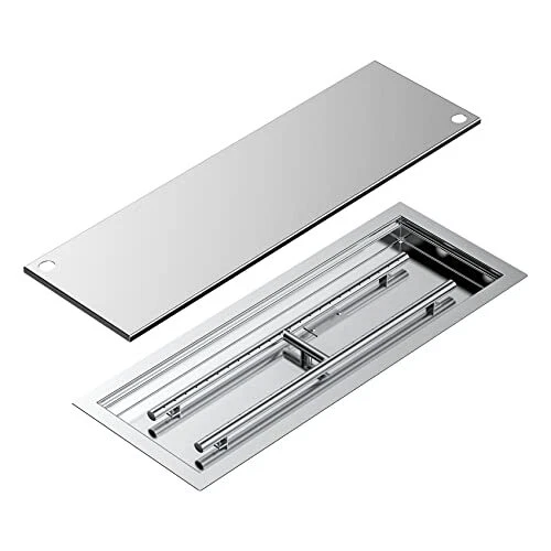 Sartén y quemador con quemador Skyflame rectangular de acero inoxidable con quemador...