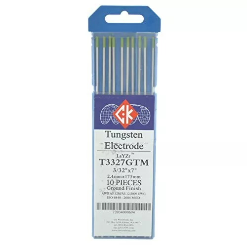 CK T3327GTM LaYZr Tungsten Electrode 3/32" x 7", 10 pack