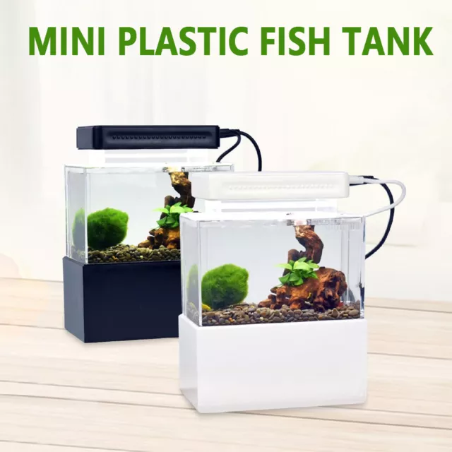 Mini Fish Tank Desktop Acrylic Aquarium Tank Bowl for Goldfish Betta Small Fish 6