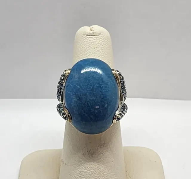 John Hardy Sterling Silver Large Grandiderite & Blue Topaz Ring