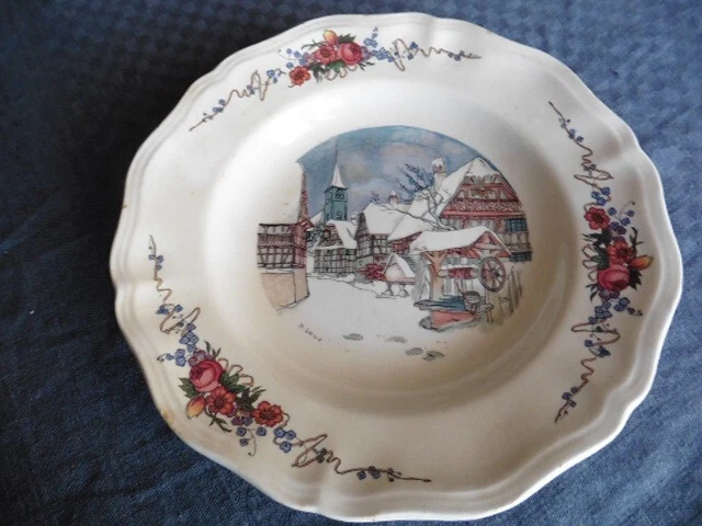 Sarreguemines Obernai H Loux Assiette Creuse 25 Cm Village Sous La Neige