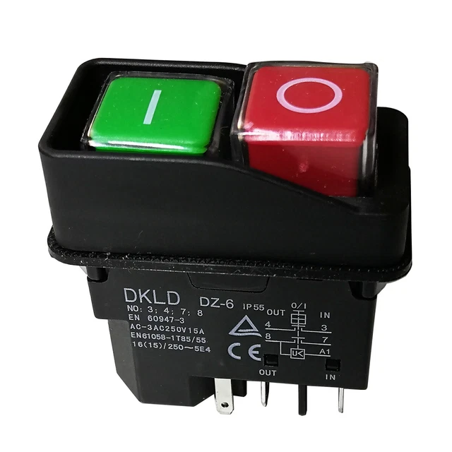 Interrupteur Bouton-Poussoir Électromagnétique KEDU KJD18 5 Broches 250V 15A