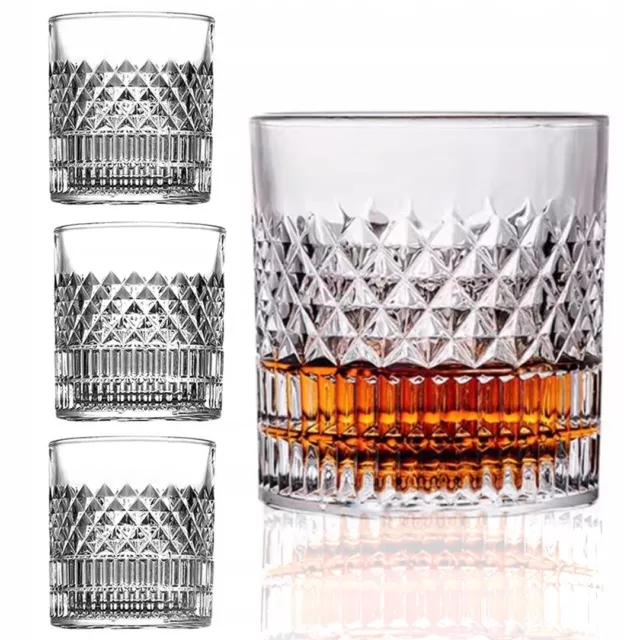 Whiskyglas Gläser Set 4tlg Kristallglas 335 ml, Wassergläser Saft Wasser Trink