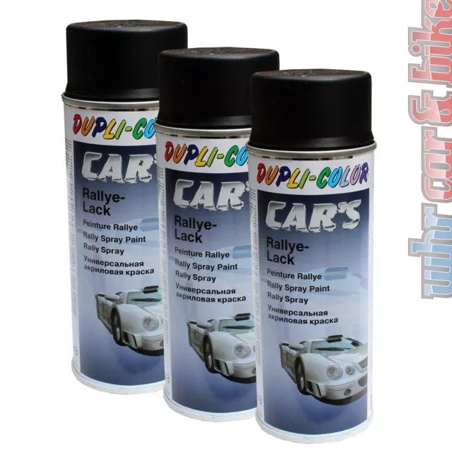 3 latas Dupli-Color Rallye laca 400 ml negro mate Car's Nitro-Kombi Spray