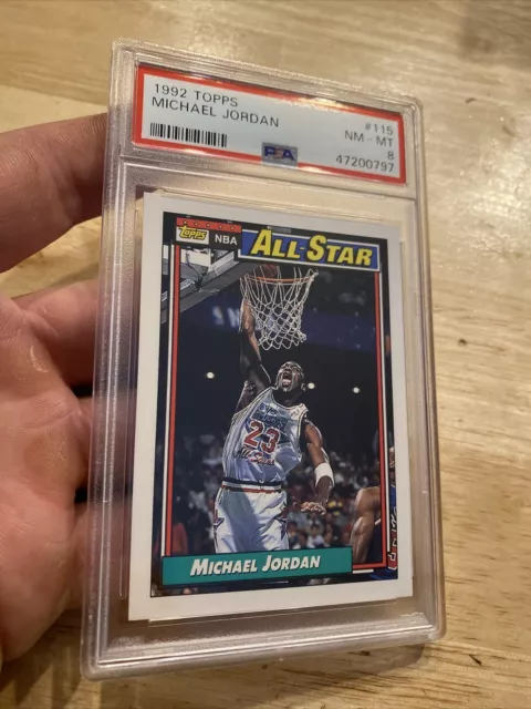 Michael Jordan PSA 8 Topps Collector Card All Star Chicago Bulls Man Cave 1992