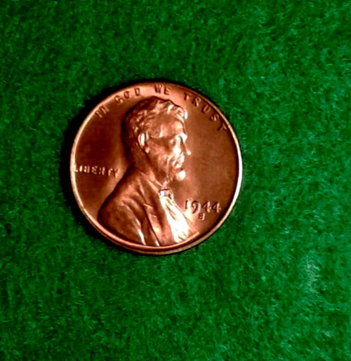 1944 -S Lincoln Wheat  Cent  BU Red Not Gem But A Nice  US  Coin Free  Shipping