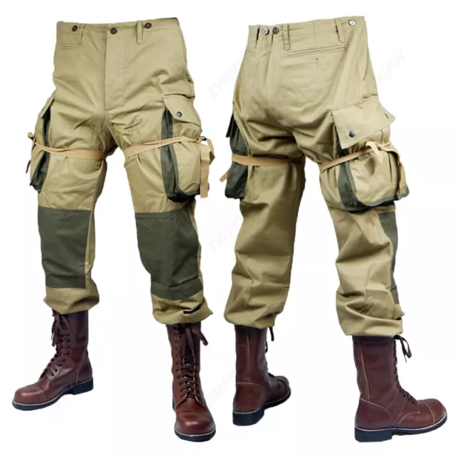 WW2 US ARMY M42 Solider Airborne Paratrooper Pants Long Cotton Trousers Men's