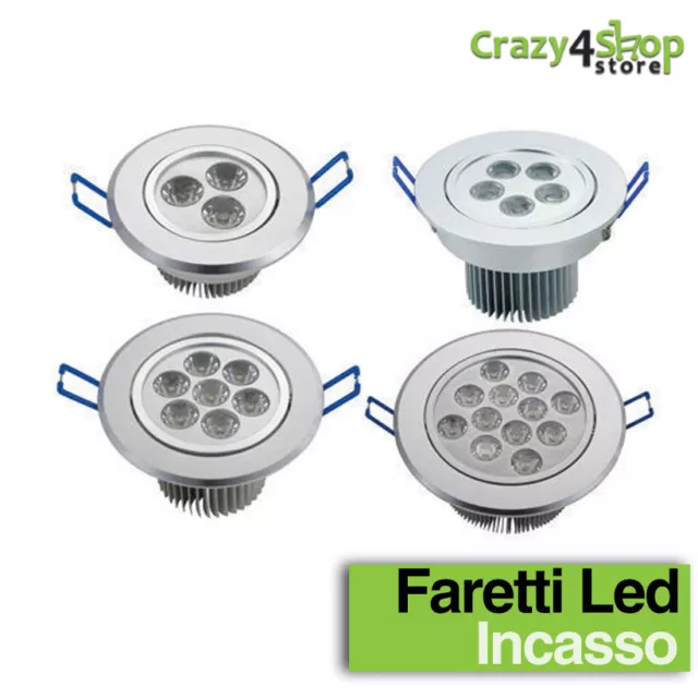 Faro Faretto A Led 3W 5W 7W 12W Da Incasso A Molla Con Alette Luce Calda Fredda