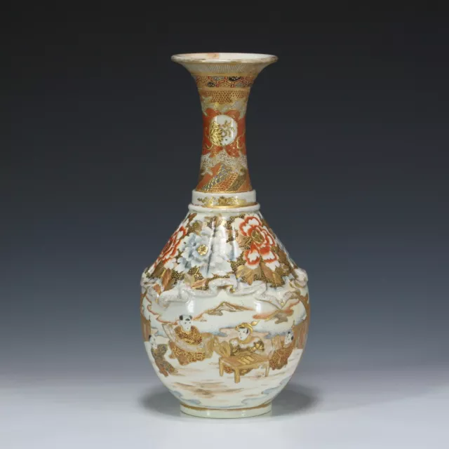 Handbemalte Keramikvase Kinkosan Tsukuru SATSUMA - Meiji Period Japan 1868-1913