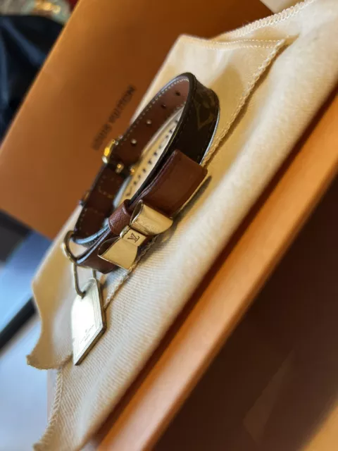 Louis Vuitton Baxter PM Dog Collar Gold Ring & Baxter MM Dog Leash Set  CV4187