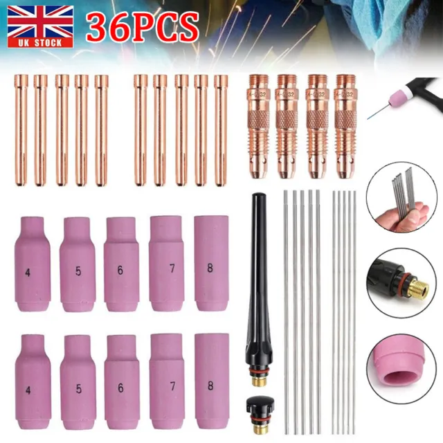 36PCS TIG Wear Parts Set for Welding WP-Torch SPARES CONSUMABLES Accessory